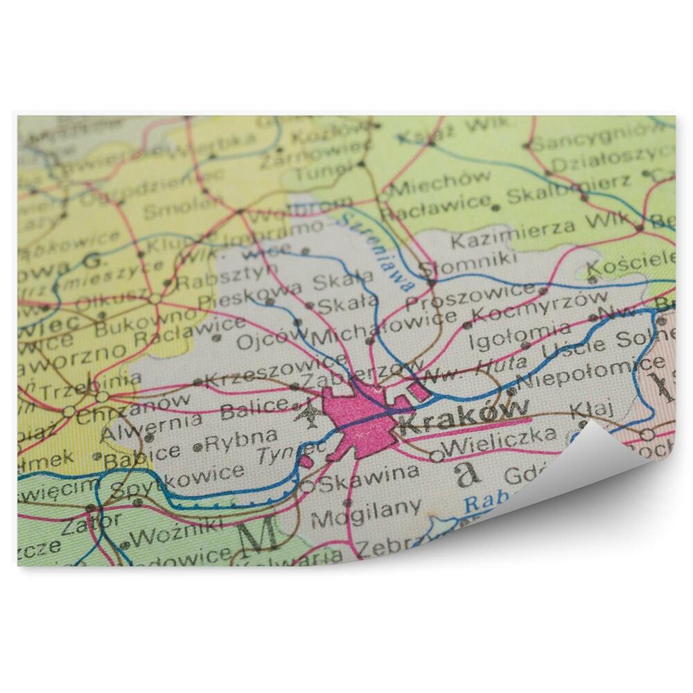 Fototapet vintage Polonia Harta orașului Cracovia