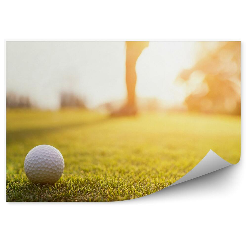 Fototapet perete Gaură de golf minge de golf apus de soare