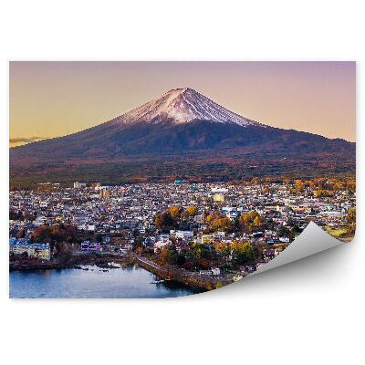Fototapet Muntele Fuji Yokohama Orizontul Orașului Clădiri Ocean Apus De Soare