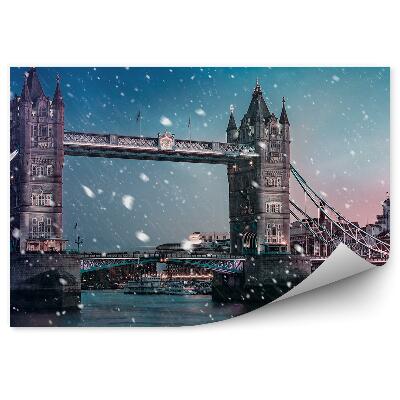 Fototapet perete Podul City Bridge din Londra sub un strat de zăpadă