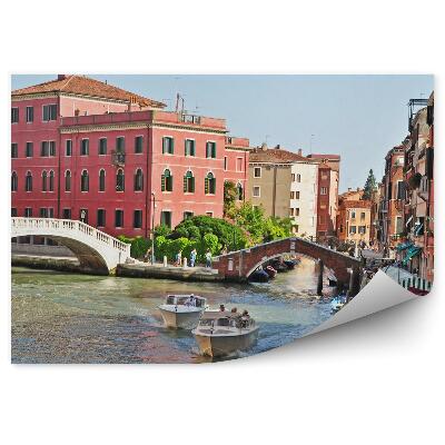 Fototapet perete Cladiri Poduri Barci Cu Motor Canal Venetia Italia