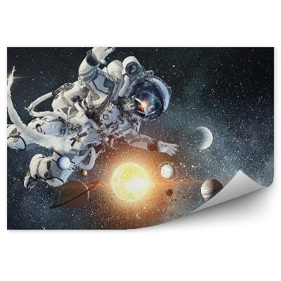 Fototapet vintage Astronaut Rachetă Planetă Soare Cer Stele