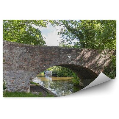 Fototapet Pod De Beton Cheshire Uk Copaci Râu Iarbă Cer Nori