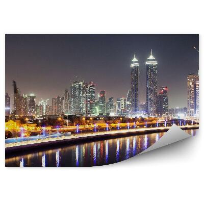 Fototapet perete Zgârie-Nori Lumini Noapte Port Dubai