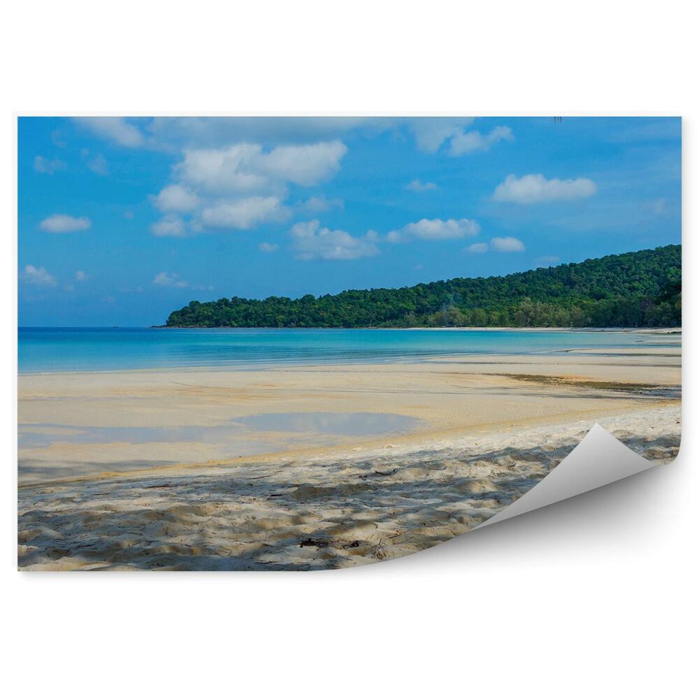 Decor fototapet Cambodgia Plajă Copaci Insulă Ocean Cer Nori Nisip