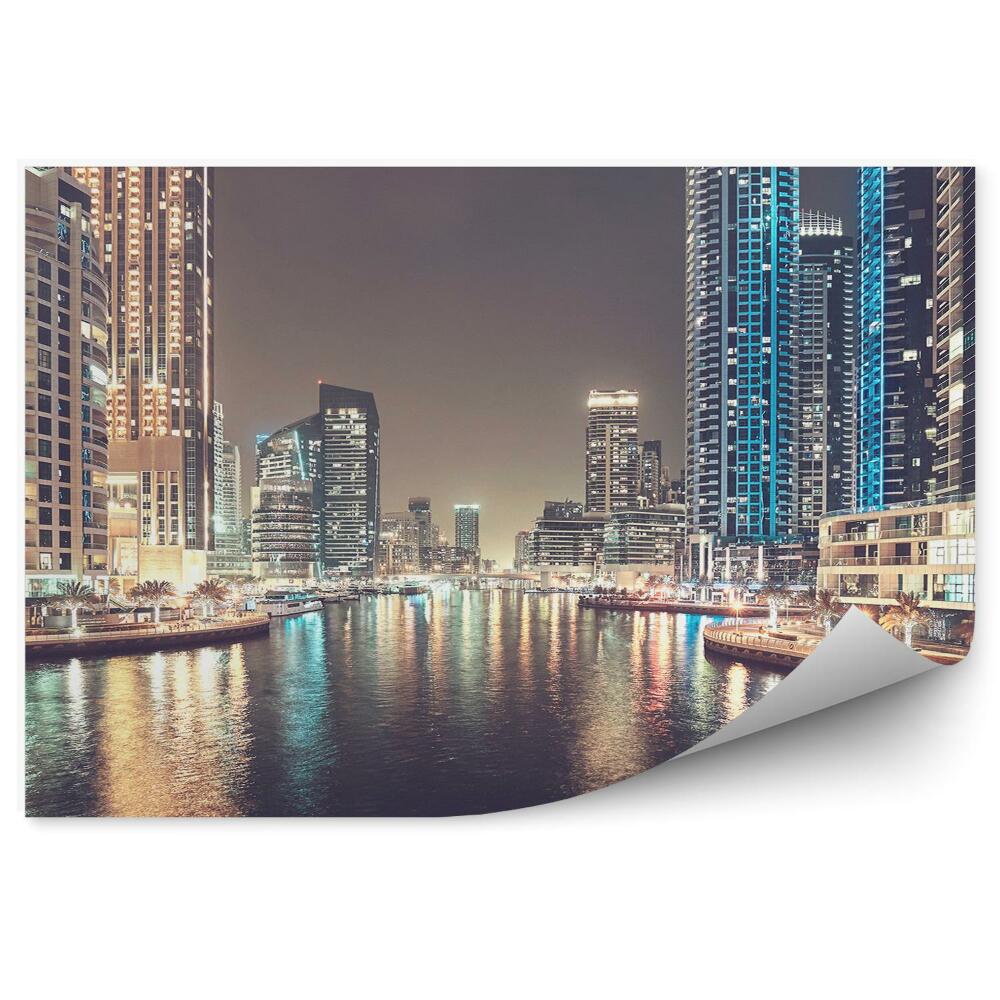 Fototapet vintage Zgârie-Nori Lumini Port Palmieri Pasarela Dubai