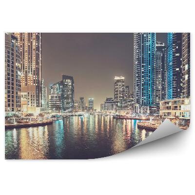 Fototapet vintage Zgârie-Nori Lumini Port Palmieri Pasarela Dubai