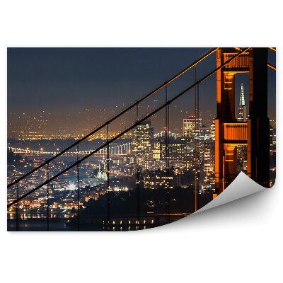 Fototapet pentru perete poduri iluminate clădiri clădiri noapte arhitectură