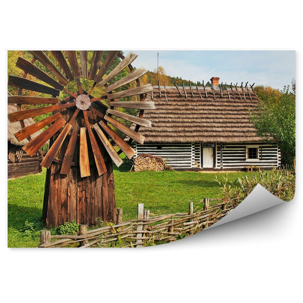 Fototapet vintage Moara De Vant Veche Cabana Copaci Gard Copaci Podkarpacie Sanok Munti