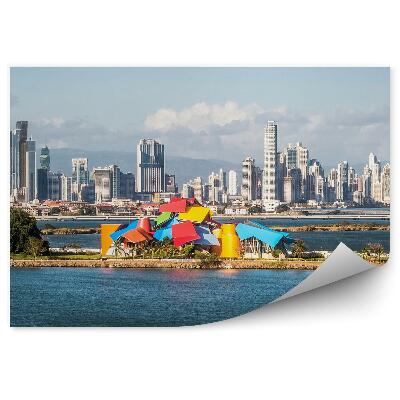 Fototapet vintage Zgârie-Nori Copaci Ocean Cer Nori