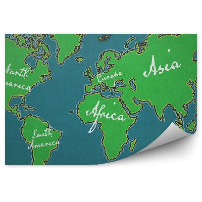 Fototapet vintage Harta lumii desenată de mână