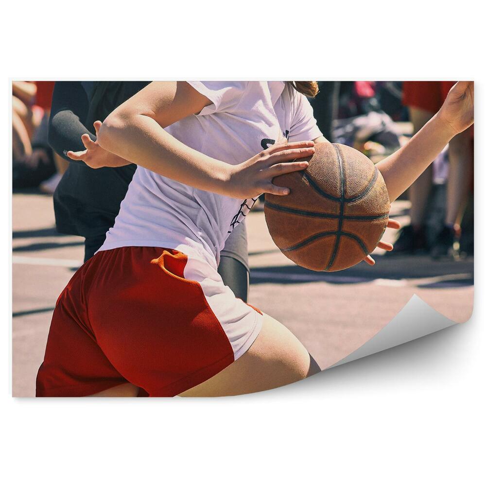 Fototapet vintage Jucător de baschet mingea mingea palmier cer Los Angeles