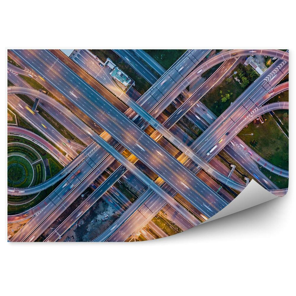 Fototapet Intersecție mare de autostradă intersecție mașini trafic