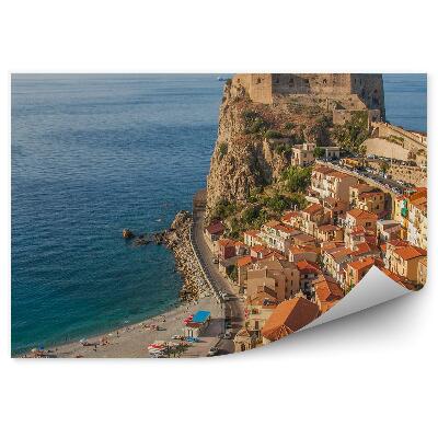 Fototapet Cladiri Cetate Mare Masini Sicilia