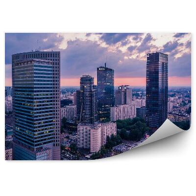 Fototapet vintage Zgârie-Nori Drum Cer Nori Varșovia Noapte