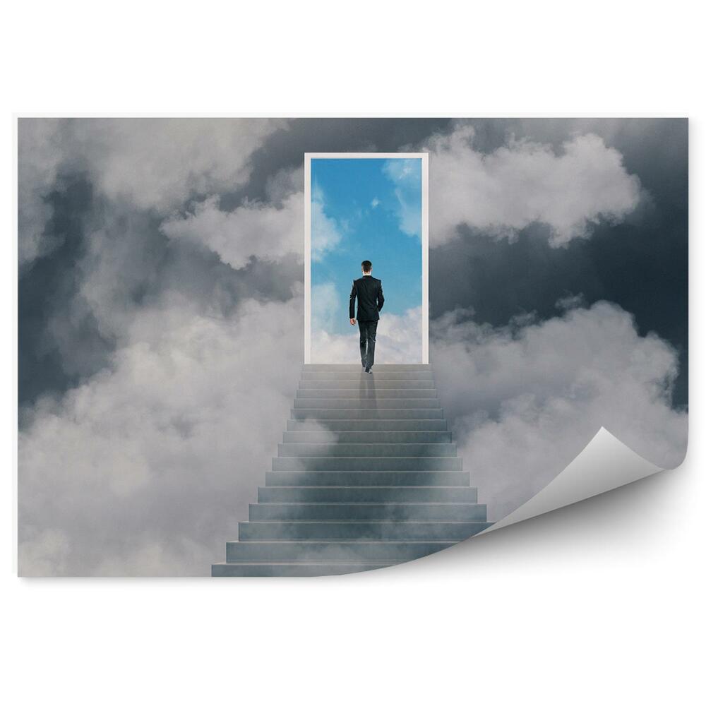 Fototapet pentru perete Concept de succes Antreprenor de succes care urcă scări