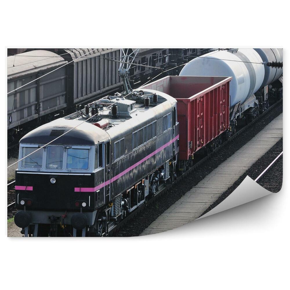 Fototapet Gară de trenuri trenuri mașini