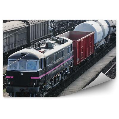 Fototapet Gară de trenuri trenuri mașini