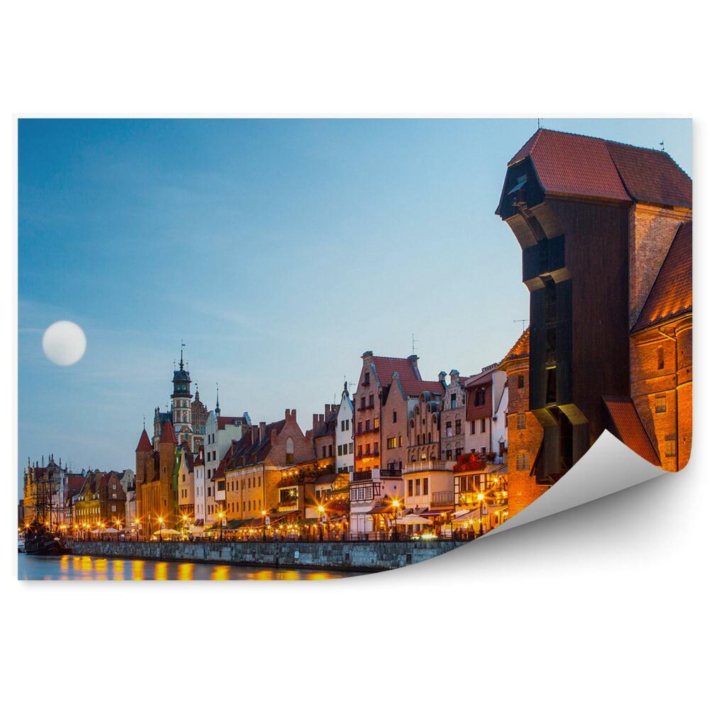 Fototapet vintage Clădiri Portuare Marea Baltică Luna Gdańsk