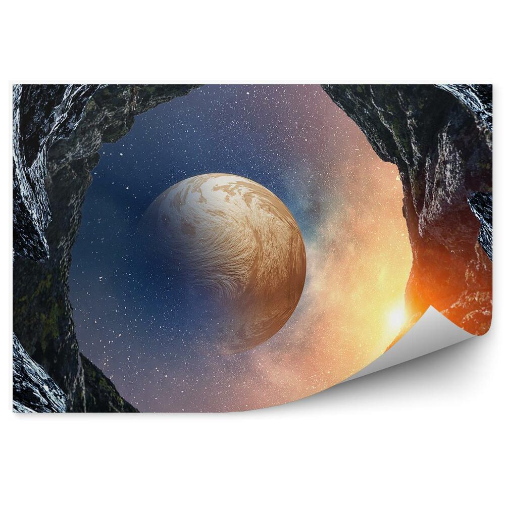 Fototapet pentru perete Planeta Soare Stâncă Cerul Stele Galaxia Spațiului Cosmic