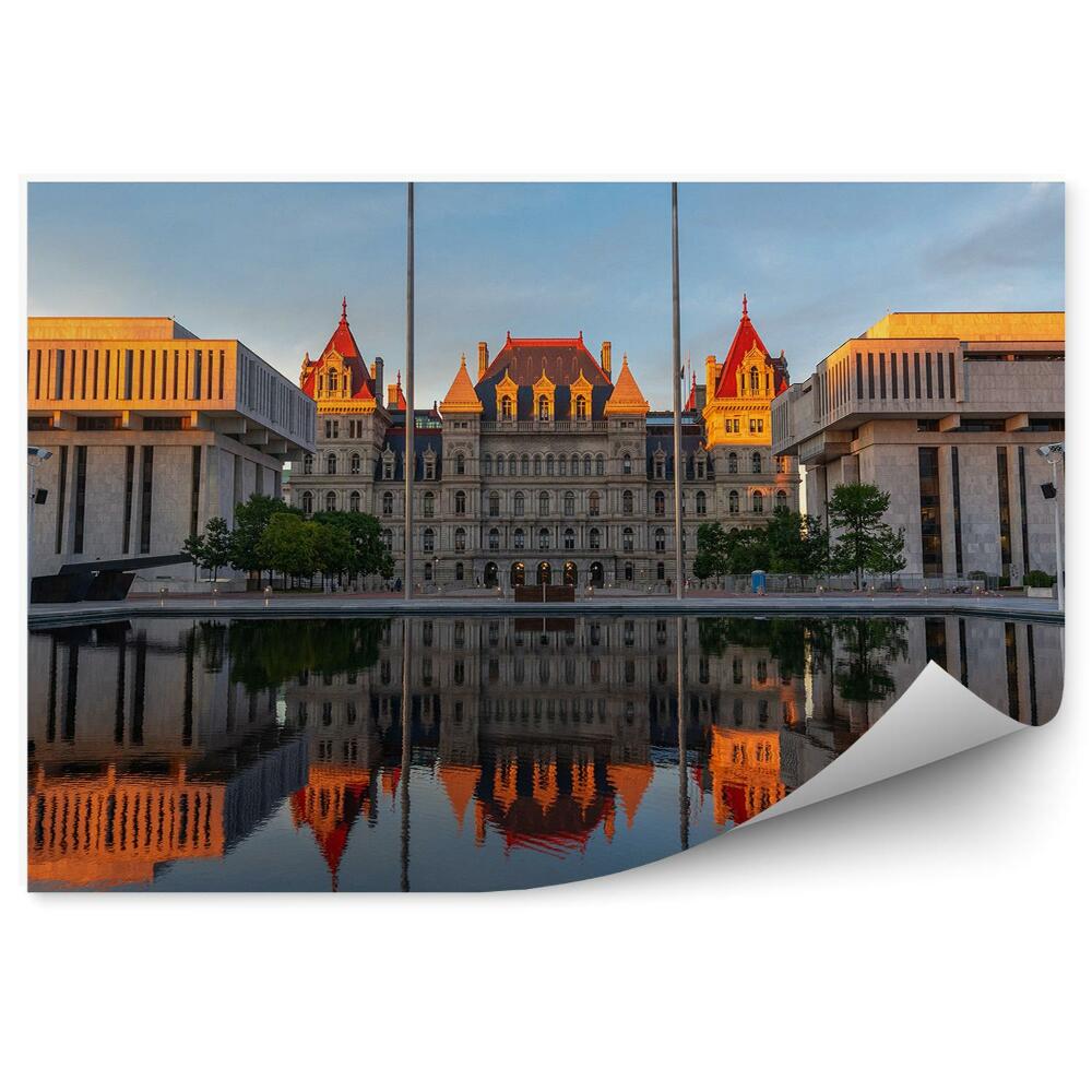 Fototapet perete Capitol River Sky Apus De Soare New York