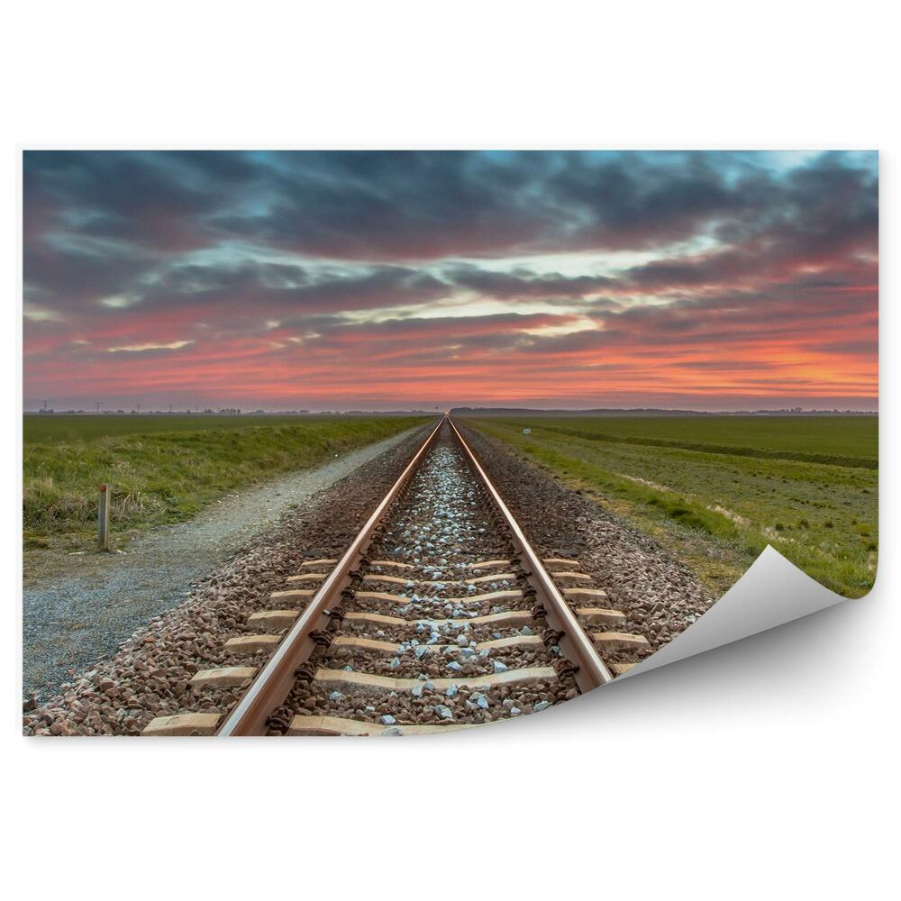 Fototapet pentru perete Căi ferate panoramice natură apus de soare