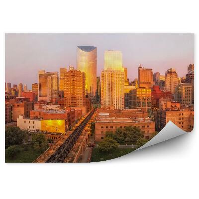 Fototapet pentru perete Vedere A Clădirilor Din Chicago Zgârie-Nori Piste Mașini Zgârie-Nori