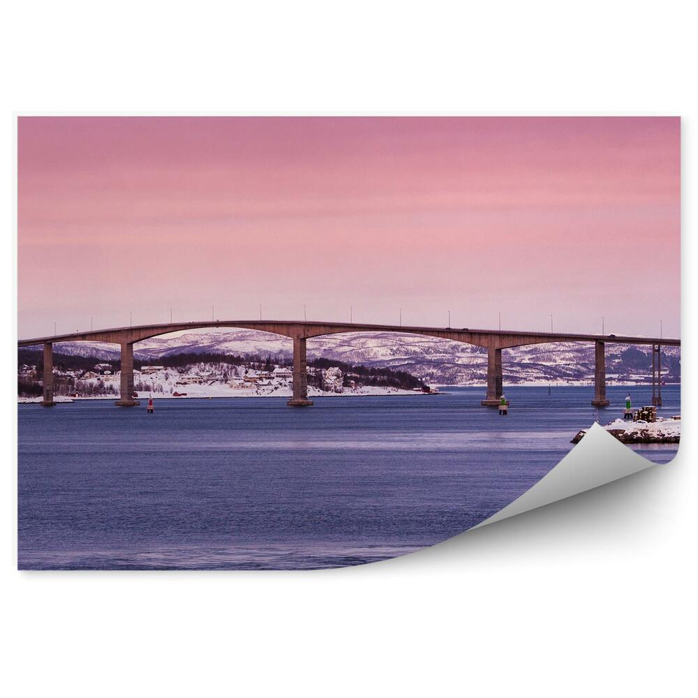 Fototapet pentru perete Peisaj pod iarnă zăpadă case