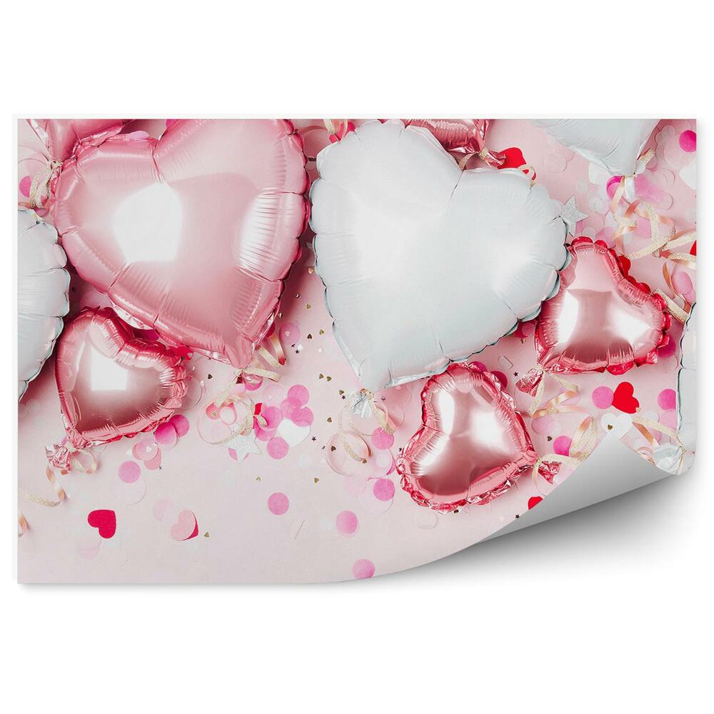 Fototapet vintage Baloane cu inimă confetti