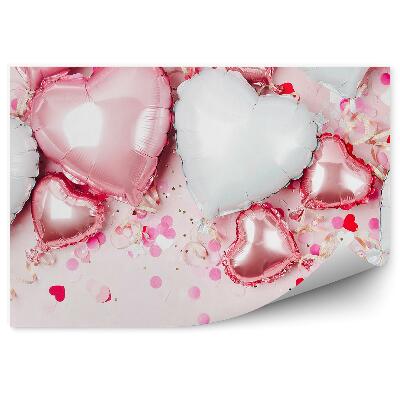 Fototapet vintage Baloane cu inimă confetti