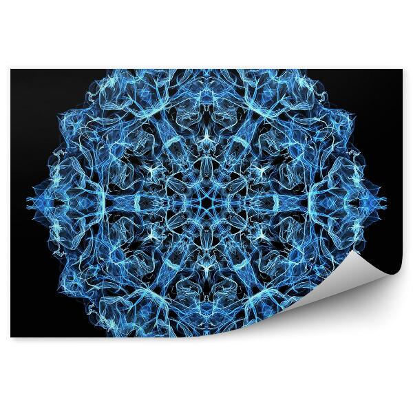 Decor fototapet Mandala Cu Flăcări Albastre Pe Un Fundal Negru