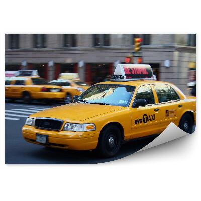 Fototapet vintage Taxi galben pe o stradă din New York