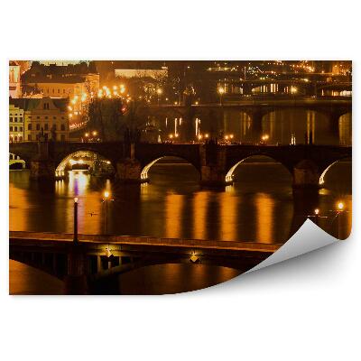 Fototapet Poduri Panorama Orașului Praga Noaptea