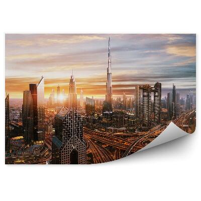 Fototapet Dubai Zgârie-Nori Clădiri Autostradă Apus De Soare Nori