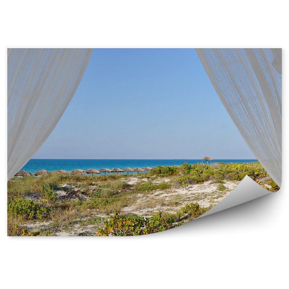 Fototapet vintage Mare De Plante De Palmier, Perdele Pentru Ferestre