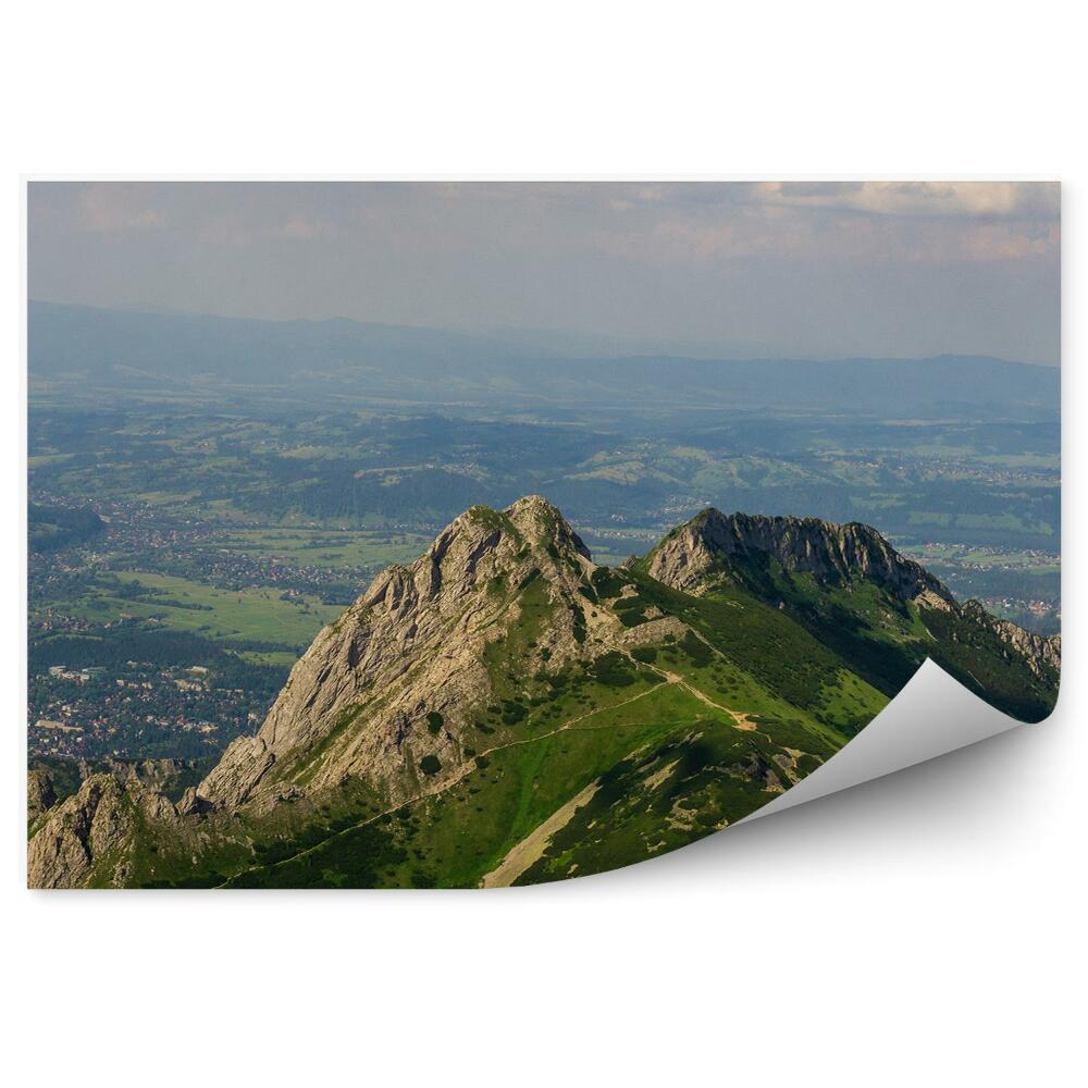 Fototapet vintage Giewont Conifere Cer Nori Case Din Munții Tatra