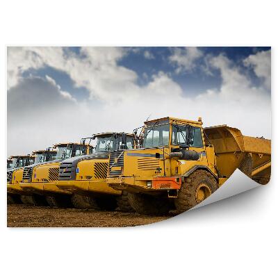 Fototapet vintage O linie de vagoane basculante pe cer