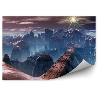 Fototapet vintage Stânci Defileu Pod Nori Soare