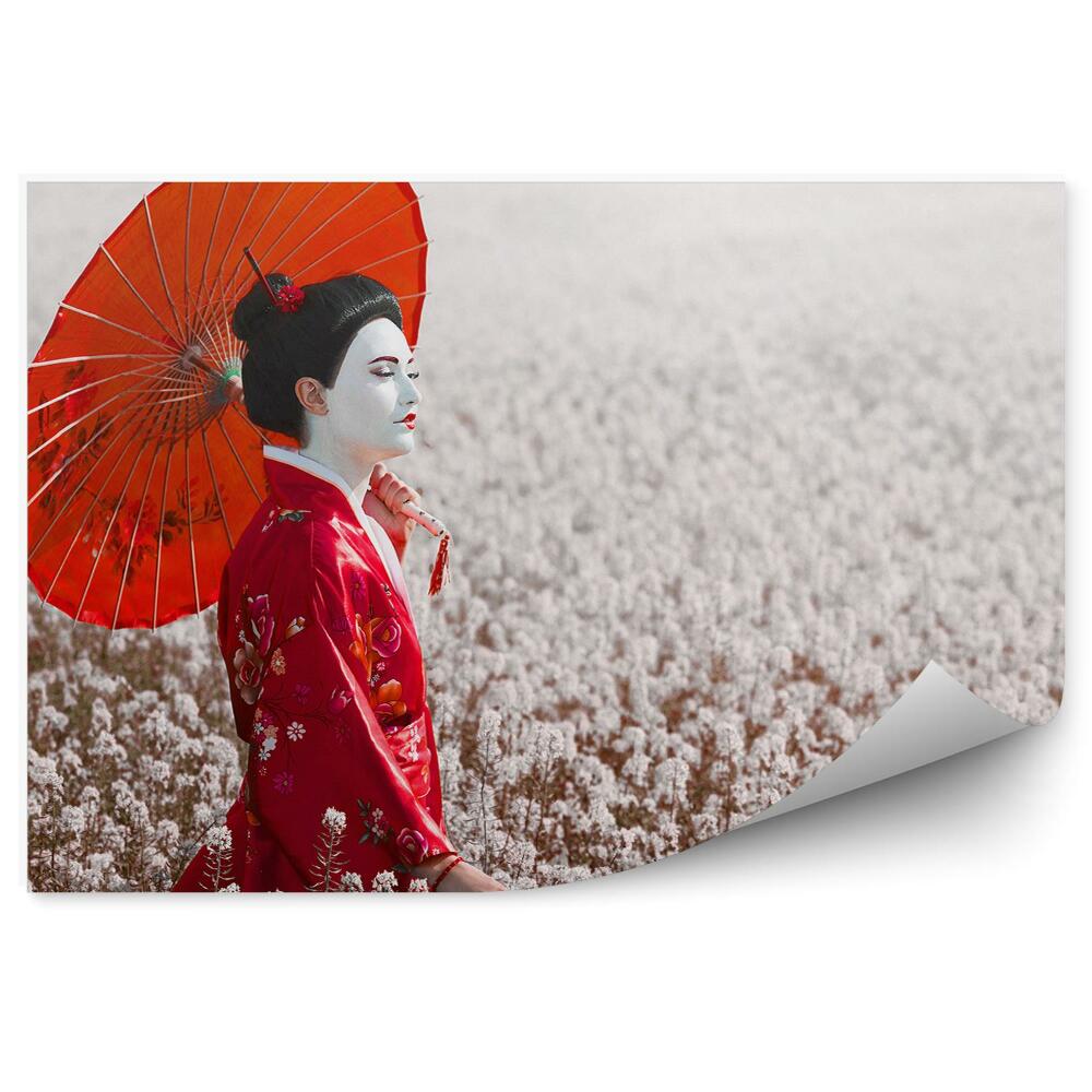 Decor fototapet Japonia femeie umbrelă kimono natura