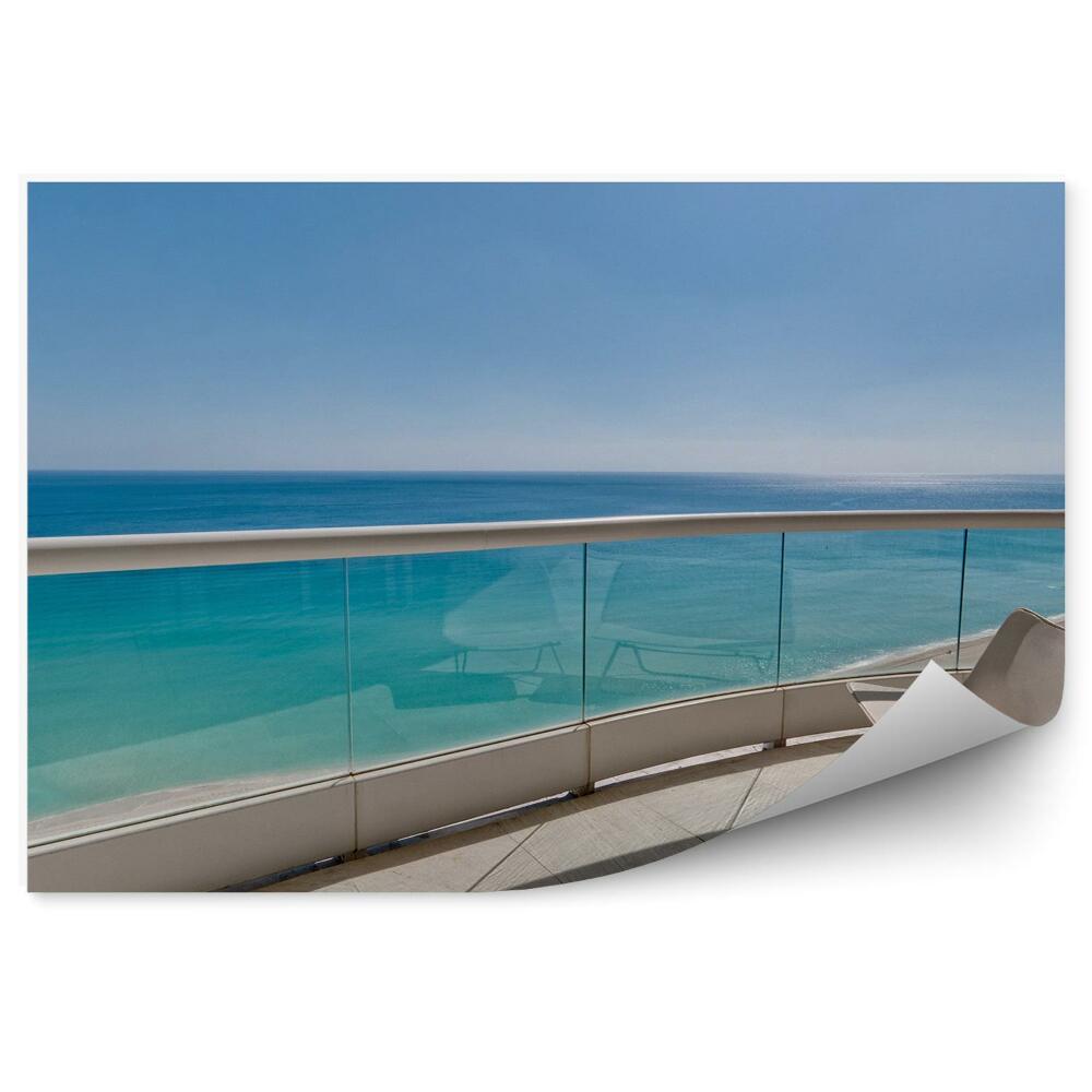 Decor fototapet Vedere Balcon Ocean Șezlong Cu Vedere La Nisip De Sticlă
