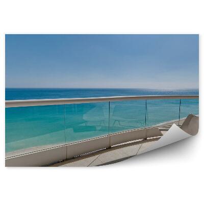 Decor fototapet Vedere Balcon Ocean Șezlong Cu Vedere La Nisip De Sticlă
