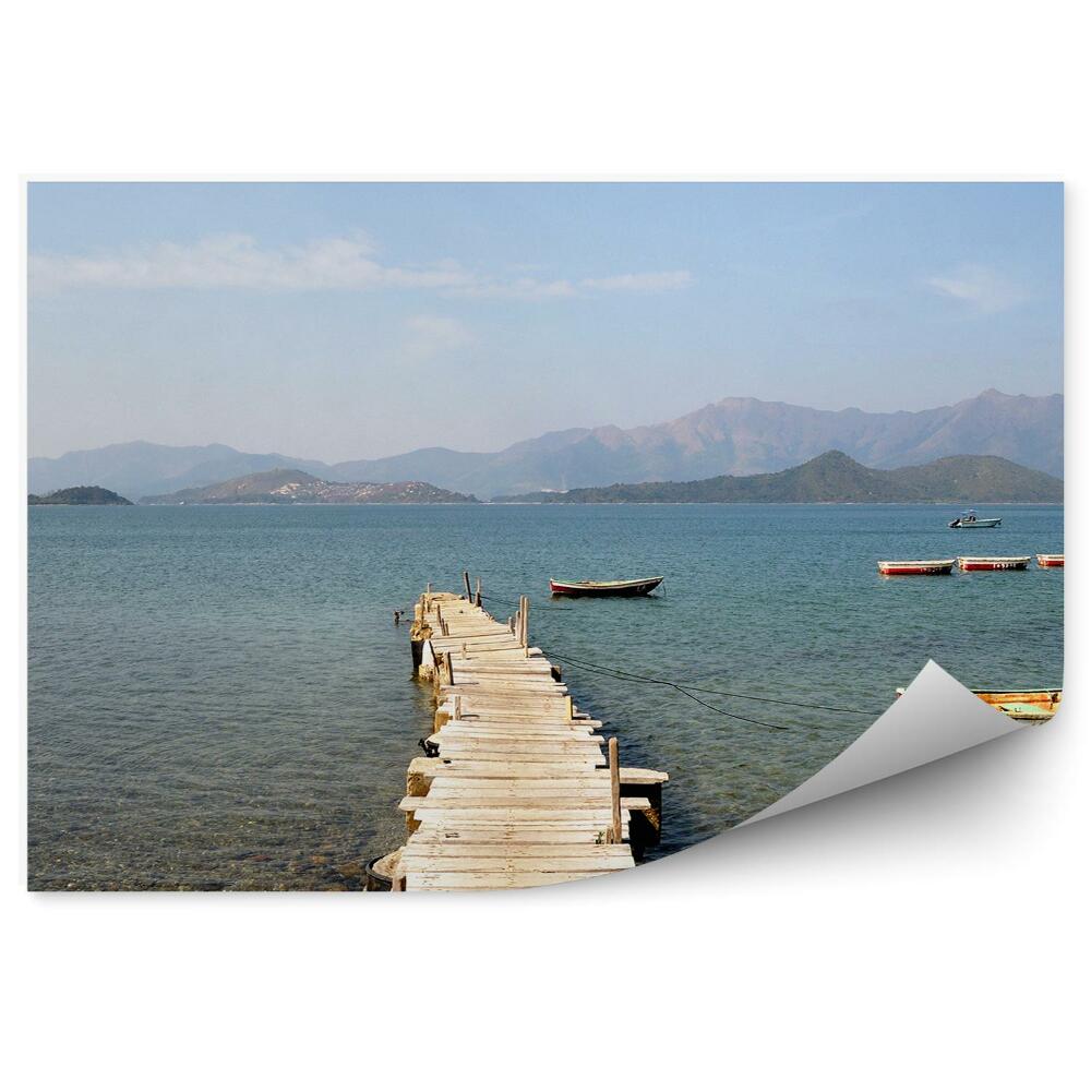 Decor fototapet chei de lemn insula bărci de lemn