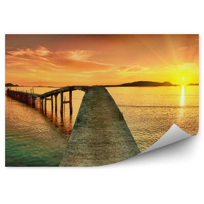 Fototapet vintage Răsărit Peste Apă Și Pod