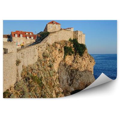 Fototapet vintage Cladiri Roci Mare Natura Croatia Dubrovnik