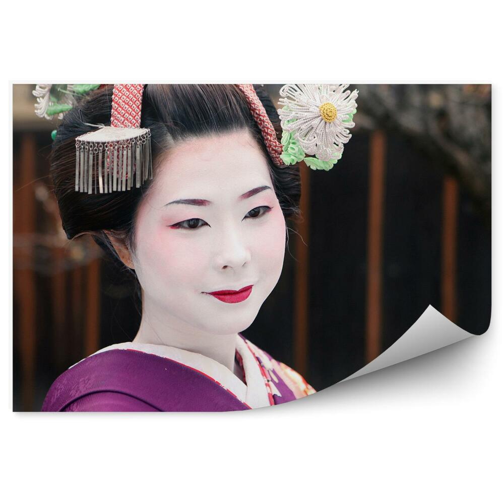 Decor fototapet Portret geisha machiaj kimono templu japan