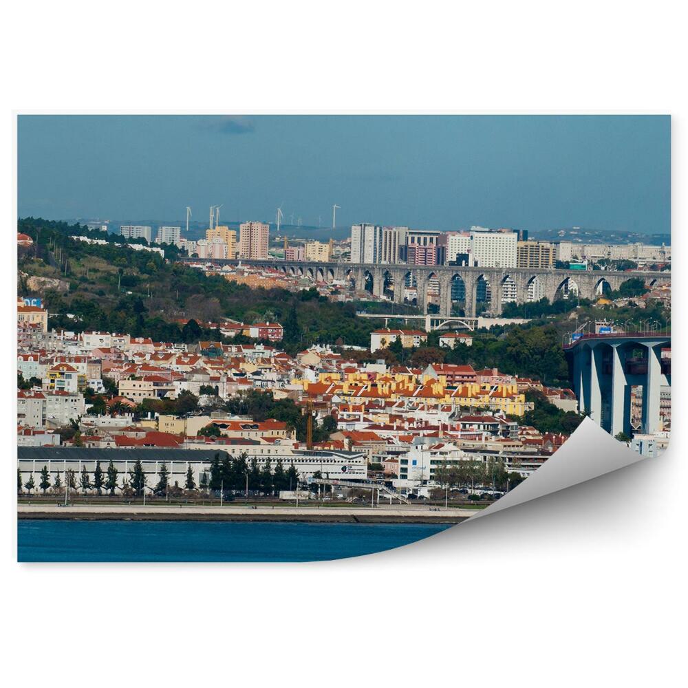 Decor fototapet Cladiri Apeduct Copaci Barca Cer Lisabona