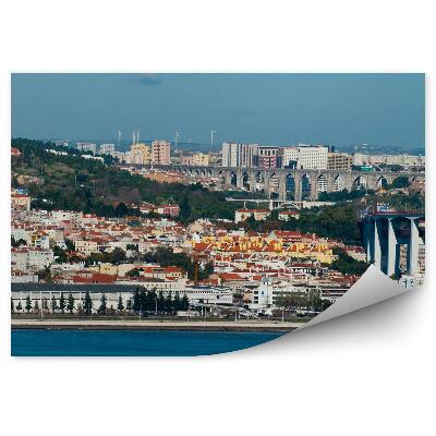 Decor fototapet Cladiri Apeduct Copaci Barca Cer Lisabona