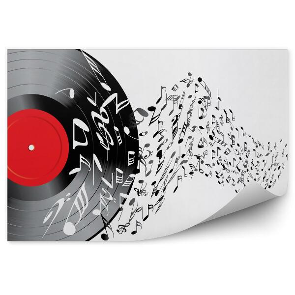 Fototapet vintage Disc De Vinil Și Partituri 