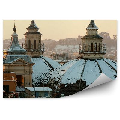 Fototapet pentru perete Cupola bisericii acoperită cu zăpadă Roma