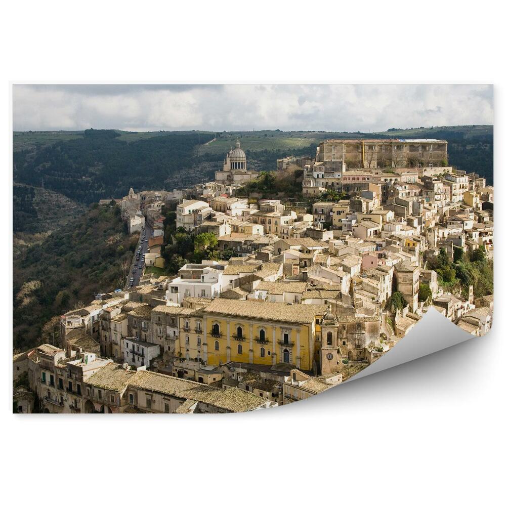 Fototapet Ragusa Ibla Sicilia Copaci Padure Cer Nori Drum